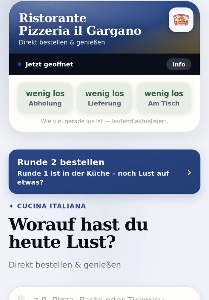 Nachbestellen am Tisch: Runde 2